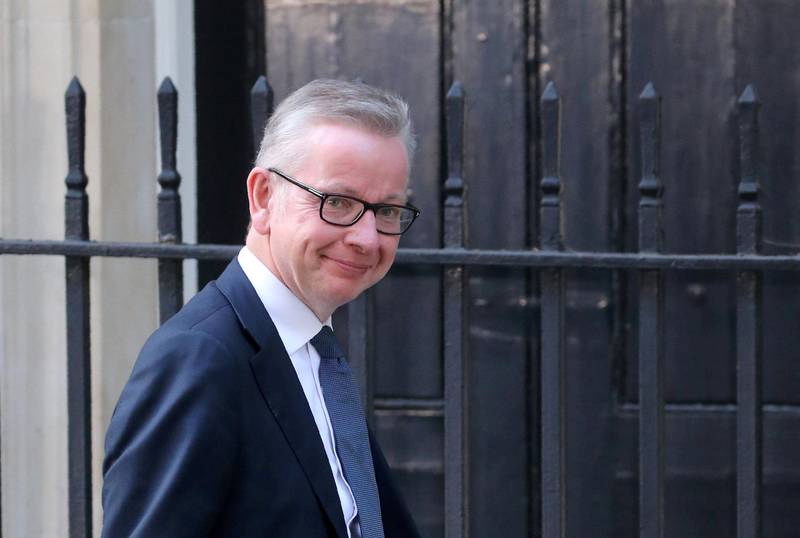inn: Michael Gove blir minister uten portefølje, med ansvar for å styre forberedelsene for en brexit uten avtale. FOTO: NTB SCANPIX
