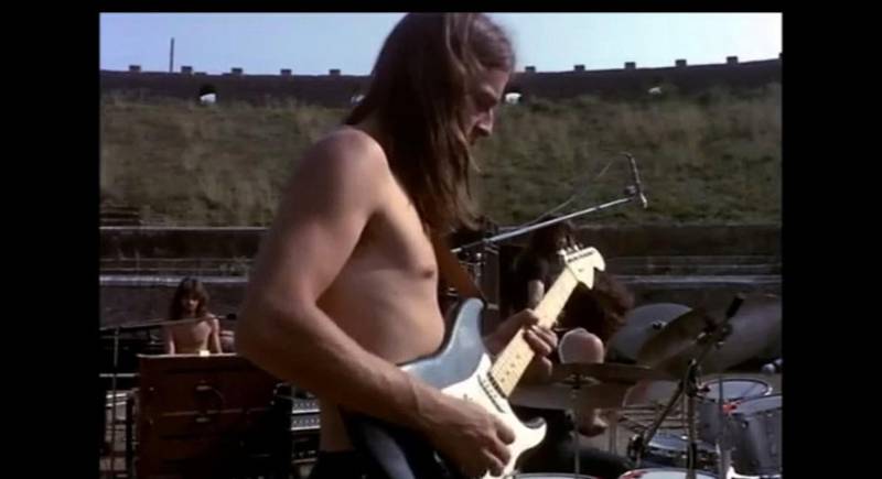David Gilmour i 1971, fra filmen «Pink Floyd in Pompeii». 