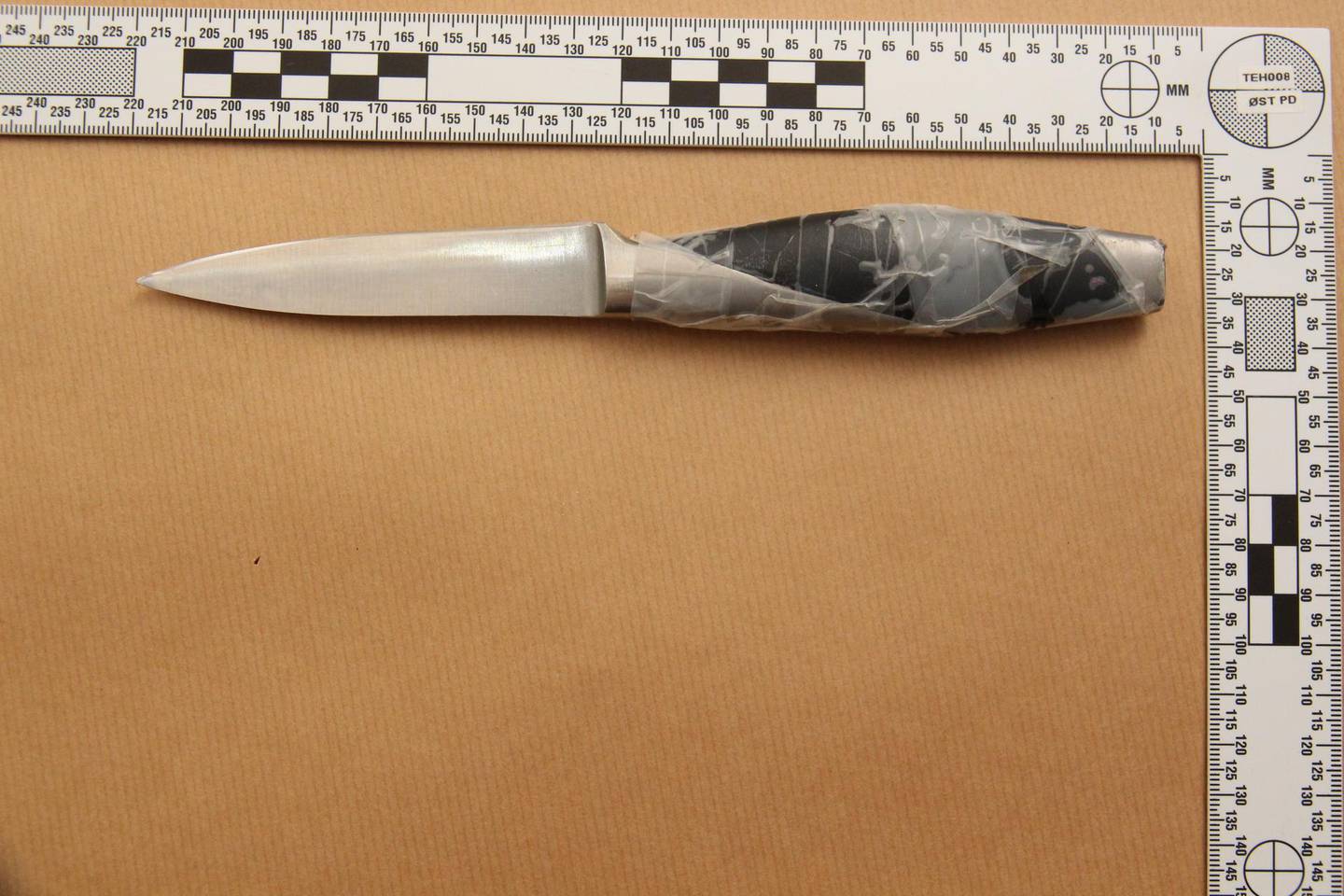 Dette er kniven som politiet mener 65-åringen ble stukket med.