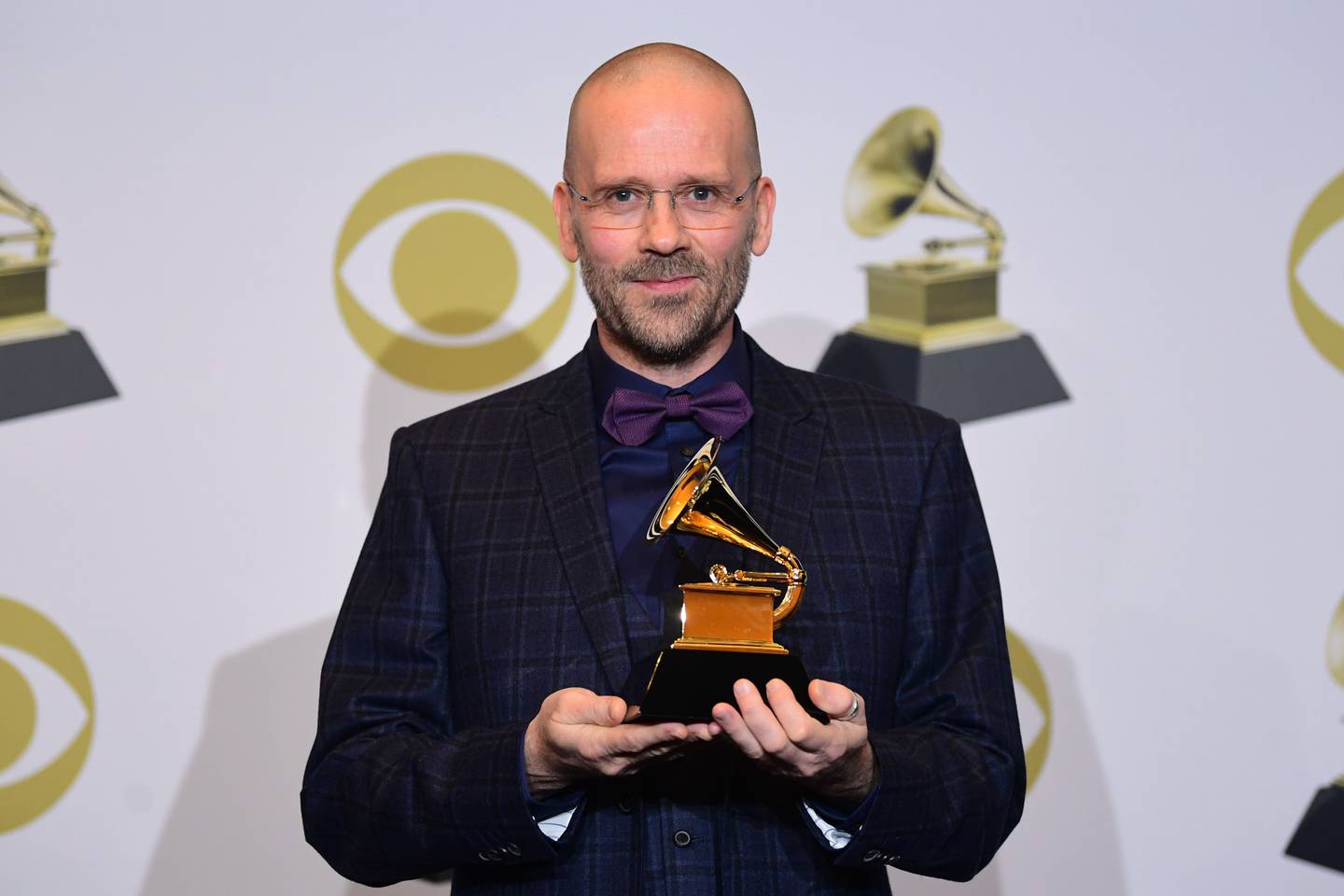 Morten Lindberg med Grammy-prisen for "Lux" i 2020.