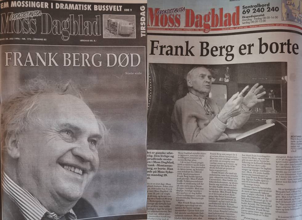 Frank "Montanus" Berg, legendarisk redaktør, reportasjesjef og journalist i Moss Dagblad.