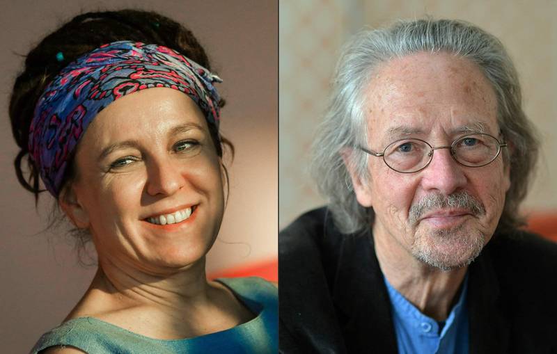 (COMBO) This combination of pictures created on October 10, 2019 shows Polish author Olga Tokarczuk (L) on September 17, 2018 in Krakow and Austrian novelist and playwright Peter Handke on November 22, 2012 in Salzburg, Austria. - Polish writer Olga Tokarczuk on October 10, 2019 won the 2018 Nobel Literature Prize, which was delayed over a sexual harassment scandal, while Austrian novelist and playwright Peter Handke took the 2019 award, the Swedish Academy said.
Peter Handke was awarded the 2019 Nobel Literature Prize on October 10, 2019. (Photos by Beata ZAWREL and BARBARA GINDL / various sources / AFP) / Austria OUT