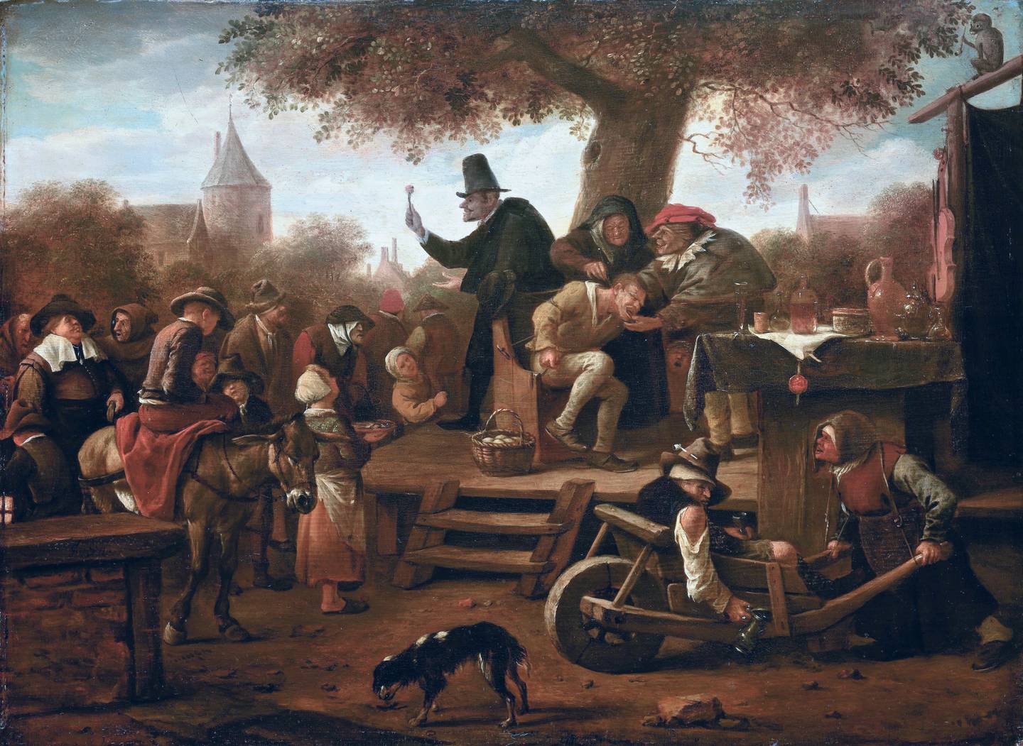 Kvakksalveren, De kwakzalver fra 1650-tallet av den nederlandske maleren Jan Steen. Begrepet kvakksalver brukes fortsatt om en som driver virksomhet som lege eller tannlege uten å være autorisert. Kilde: Frans Hals Museum, Haarlem