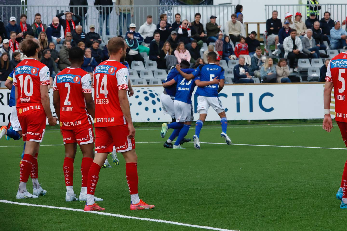 KFUM Oslo jubler for den avgjørende scoringen mot Kongsvinger mandag.