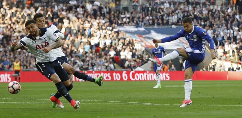 Eden Hazard startet på benken, men kom inn etter pause og ga sitt bidrag med scoring.