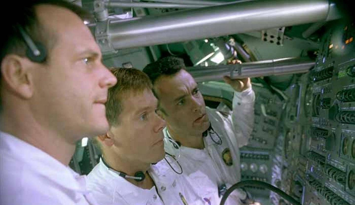 Bill Paxton, Kevin Bacon og Tom Hanks i «Apollo 13». Foto: Universal