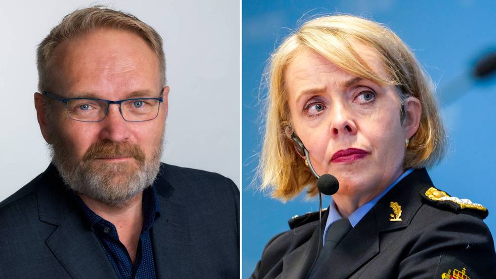 Forsker Ståle Ulriksen og politidirektør Benedicte Bjørnland.