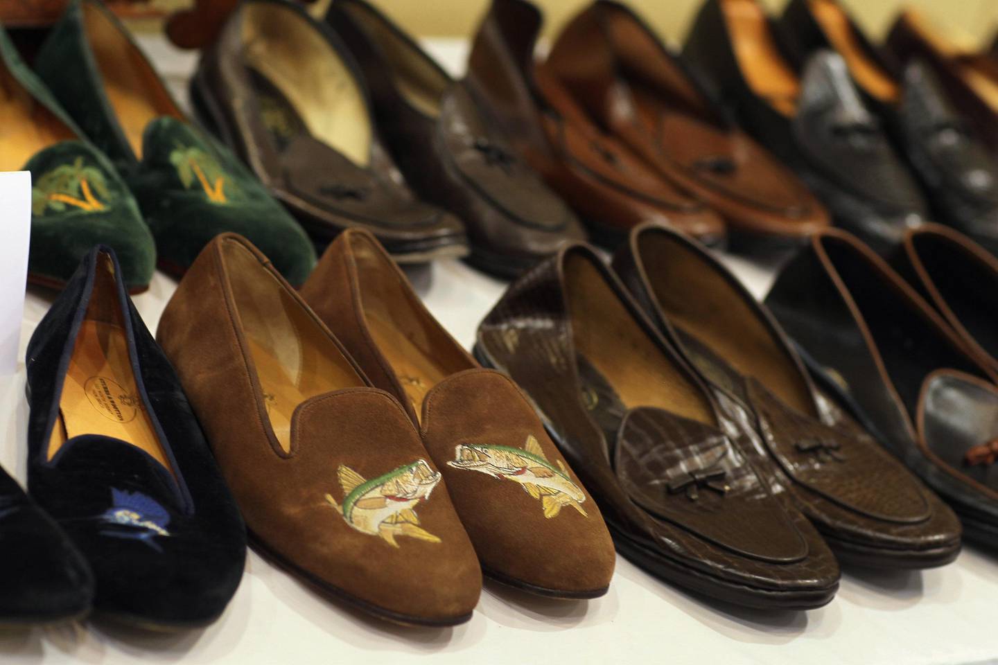 MIAMI BEACH, FL - JUNE 02: Shoes from Bernard L. Madoff's estate are seen on display before they are auctioned off on Saturday at the Miami Beach Convention Center on June 2, 2011 in Miami Beach, Florida. The auction held by the U.S. Marshals Service are items seized from Madoff's Palm Beach home after he was charged with his $65 billion Ponzi scheme. Madoff is serving a 150 year federal prison sentence.   Joe Raedle/Getty Images/AFP