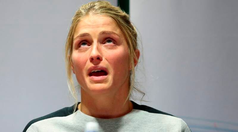 Therese Johaug på pressekonferansen etter at det ble kjent at hun er tatt for doping.