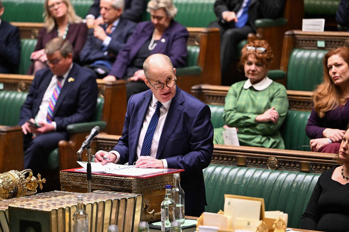 Næringsminister Kevin Hollinrake, under en hasteforespørselen om Post Office Horizon-skandalen i Underhuset i London 10. januar 2024.