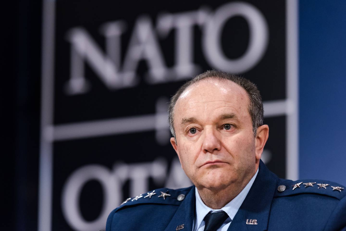 Supreme Allied Commander Europe (SACEUR) General Philip M. Breedlove attends a media conference at NATO headquarters in Brussels on Thursday, Jan. 22, 2015. (AP Photo/Geert Vanden Wijngaert)