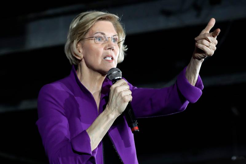 FILE - In this March 8, 2019, photo, Democratic presidential candidate Sen. Elizabeth Warren, D-Mass., speaks in the Queens borough of New York.  (AP Photo/Frank Franklin II)