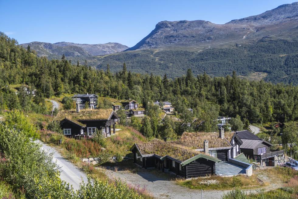 Bildet viser hytter ved Skarsnuten i Hemsedal skisenter. Flere hytteeiere har meldt flytting til fritidsboligen. Det er for å få krav på strømstøtte fra regjeringen, ifølge Norsk Hyttelag.
