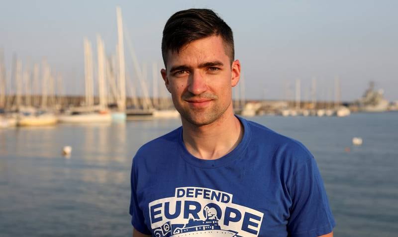 Østerrikeren Martin Sellner er frontfigur for den identitære bevegelsen, som vil gå til motaksjon mot redningsbåter i Middelhavet. 