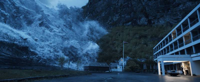 Det er ikke småtterier av vannmasser som skapes i «Bølgen». 28. august fosser den inn over norske kinoer, etter festpremieren ved Den norske filmfestivalen i går kveld. FOTO: NORDISK FILMDISTRIBUSJON