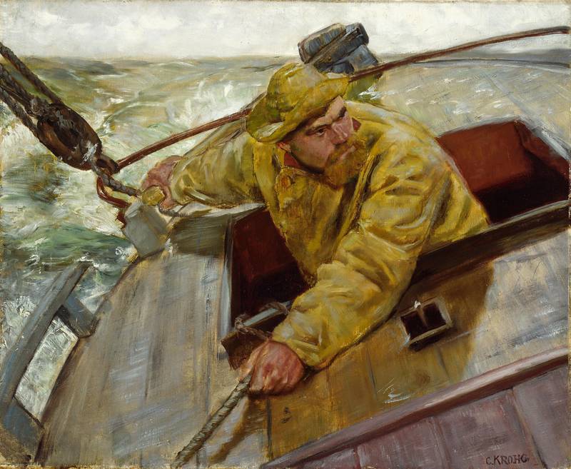 Christian Krohgs «Hardt le» (1882) representerer en totalt forskjellig holdning til hvordan man skal skildre havet fra Gudes metode. FOTO: NASJONALMUSEET