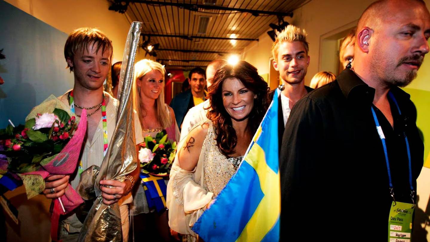 KRISTUS: Carola med kristussymbolet på armen under Eurovision Song Contest 2006.