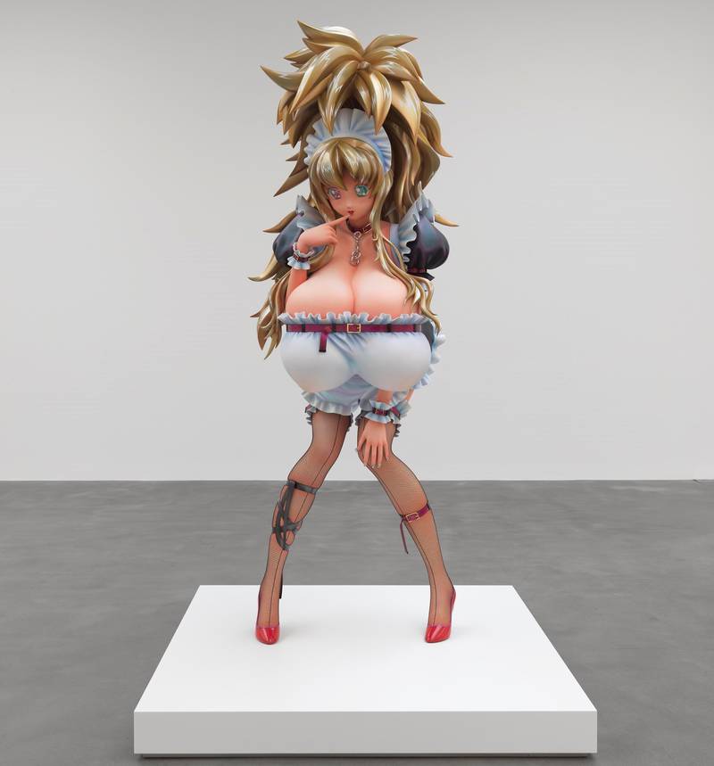 Hentai, japansk tegneseriepornografi, er utgangspunkt for Murakamis store skulpturer. Gjengivelsenes manglende kritiske distanse er et sentralt problem for opplevelsen av Murakamis kunstneriske univers. «3m Girl» (2011) er i Astrup Fearnley-museets samling. FOTO: ASTRUP FEARNLEY COLLECTION, COURTESY GAGOSIAN, ©2011 TAKASHI MURAKAMI/KAIKAI KIKI CO., LTD.