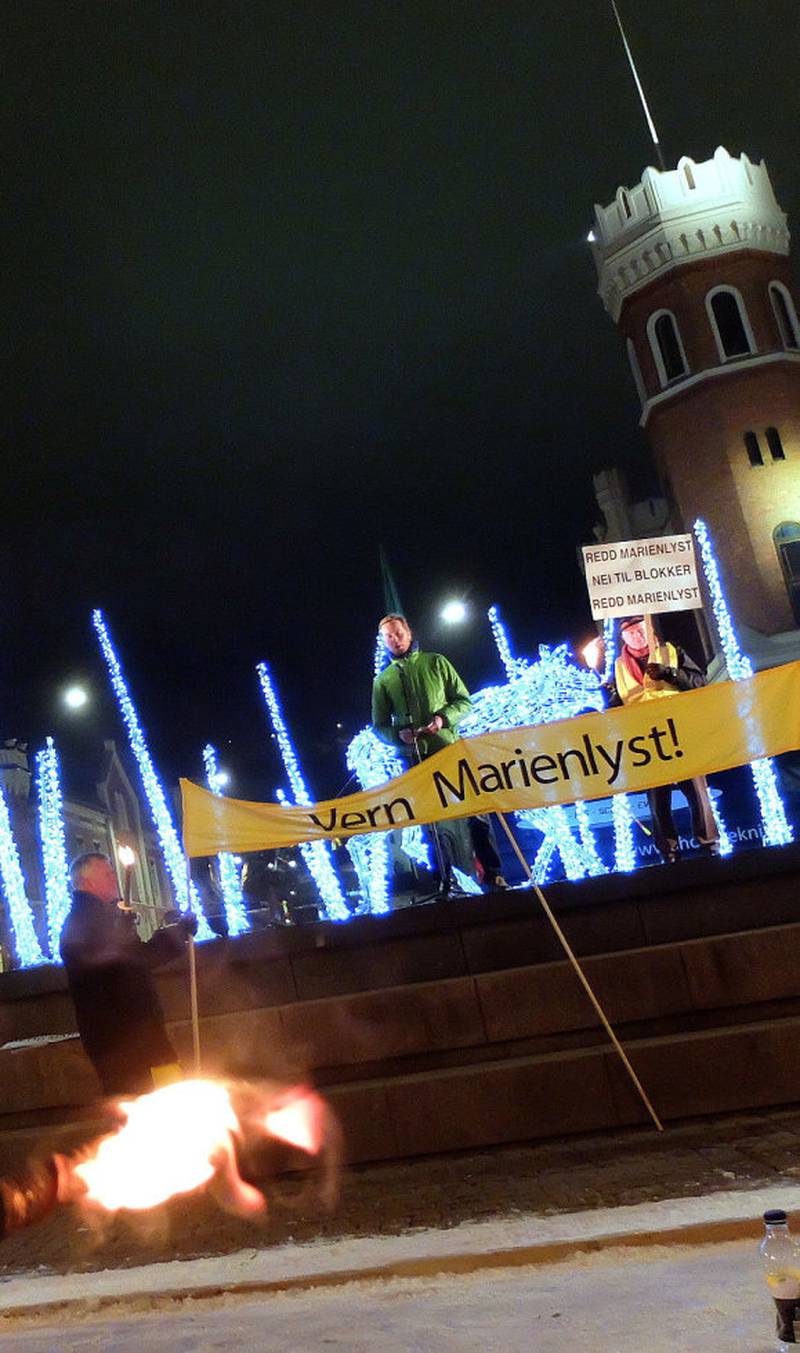 Protester: Mange drammensere har engasjert seg mot utbyggingsplanene på Marienlyst. BEGGE FOTO: KATRINE STRØM