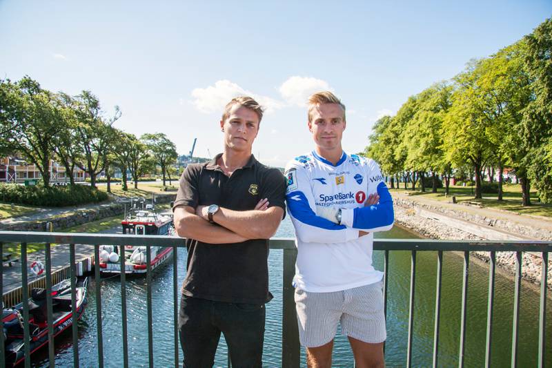 MFK-kaptein Thomas Klaussen (til v.) og Sprint-kaptein Erik Halvorsen har møttes flere ganger de siste årene. Her i forkant av lokaloppgjøret på Bellevue i 2015.