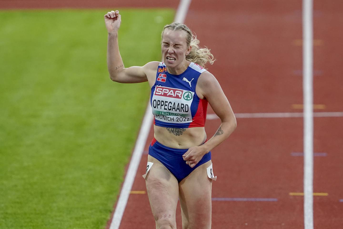 Linn Oppegaard fikk det tøft i kvalifiseringen på 400 meter i friidretts-EM. Foto: Lise Åserud / NTB