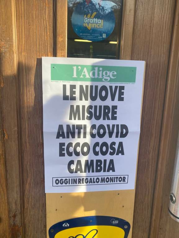 "De nye tiltakene mot covid - her er det som endrer seg" sto det på lokalavisa L'Adige i romjula.