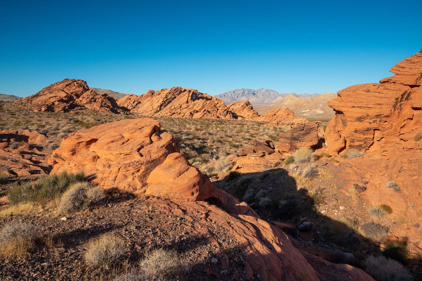 De millioner av år gamle fjellformasjonene befinner seg i Lake Mead National Recreation Area, like utenfor Las Vegas.