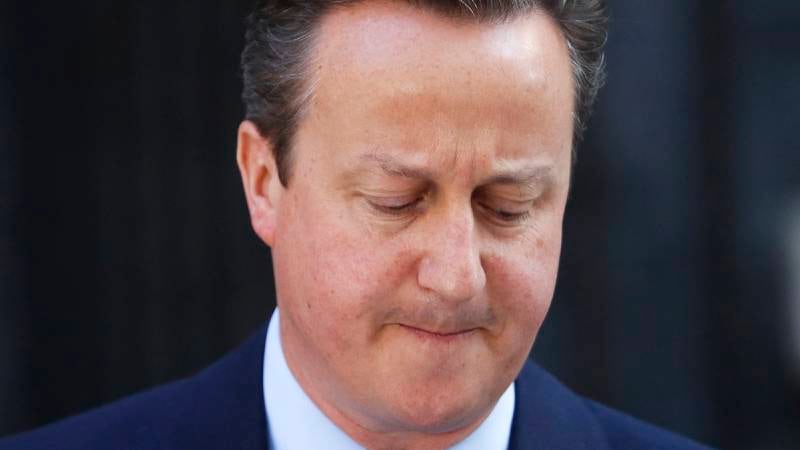 Storbritannias statsminister David Cameron fotografert idet han holder sin kanskje vanskeligste tale fredag.