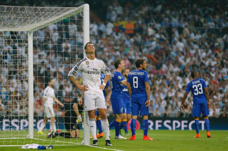 Cristiano Ronaldo viser hvordan han syntes kvelden var. FOTO: NTB SCANPIX