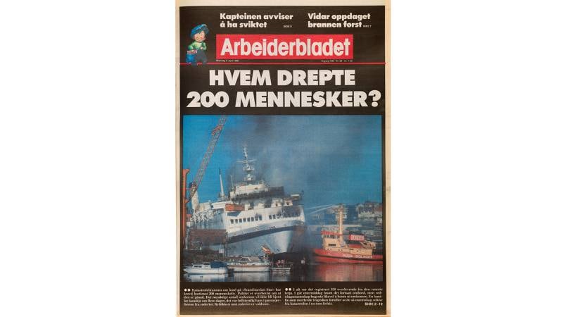 «Hvem drepte 200 mennesker?» spurte Arbeiderbladet over hele sin førsteside mandag 9. april 1990.