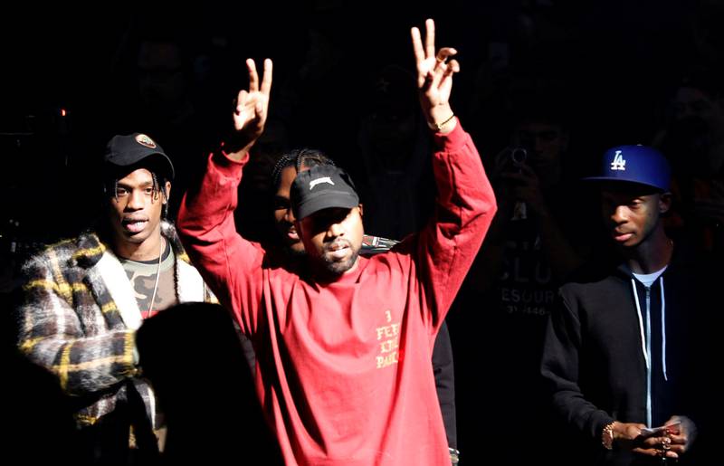 Kanye West på lyttefest. FOTO: NTB SCANPIX