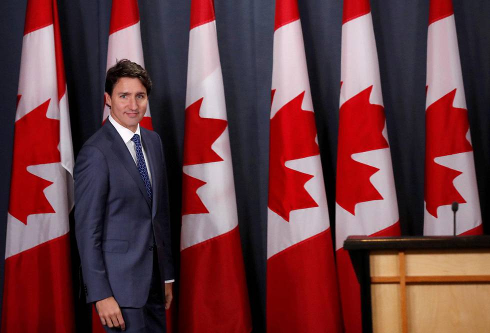 Justin Trudeau fikk fornyet tillit ved valget i forrige uke, men partiet hans er nå avhengig av en koalisjonspartner for å sikre flertall. FOTO: STEPHANE MAHE/NTB SCANPIX