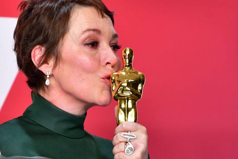 Best Actress winner for "The Favourite" Olivia Colman poses in the press room with her Oscar during the 91st Annual Academy Awards at the Dolby Theater in Hollywood, California on February 24, 2019. (Photo by FREDERIC J. BROWN / AFP)
