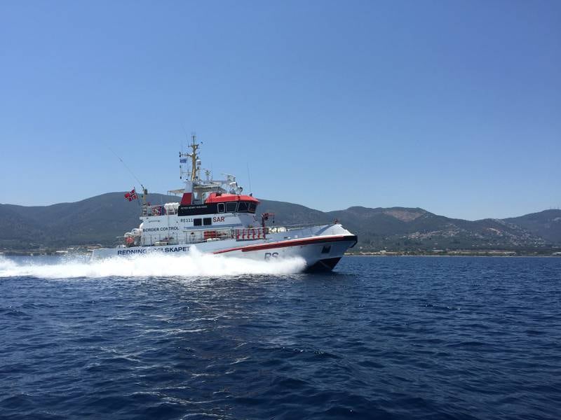 FØRSTE UTENLANDSOPPDRAG: Fram til jul skal den norske redningsskøyta Peter Henry von Koss patruljere havet mellom Hellas og Tyrkia. FOTO: REDNINGSSELSKAPET