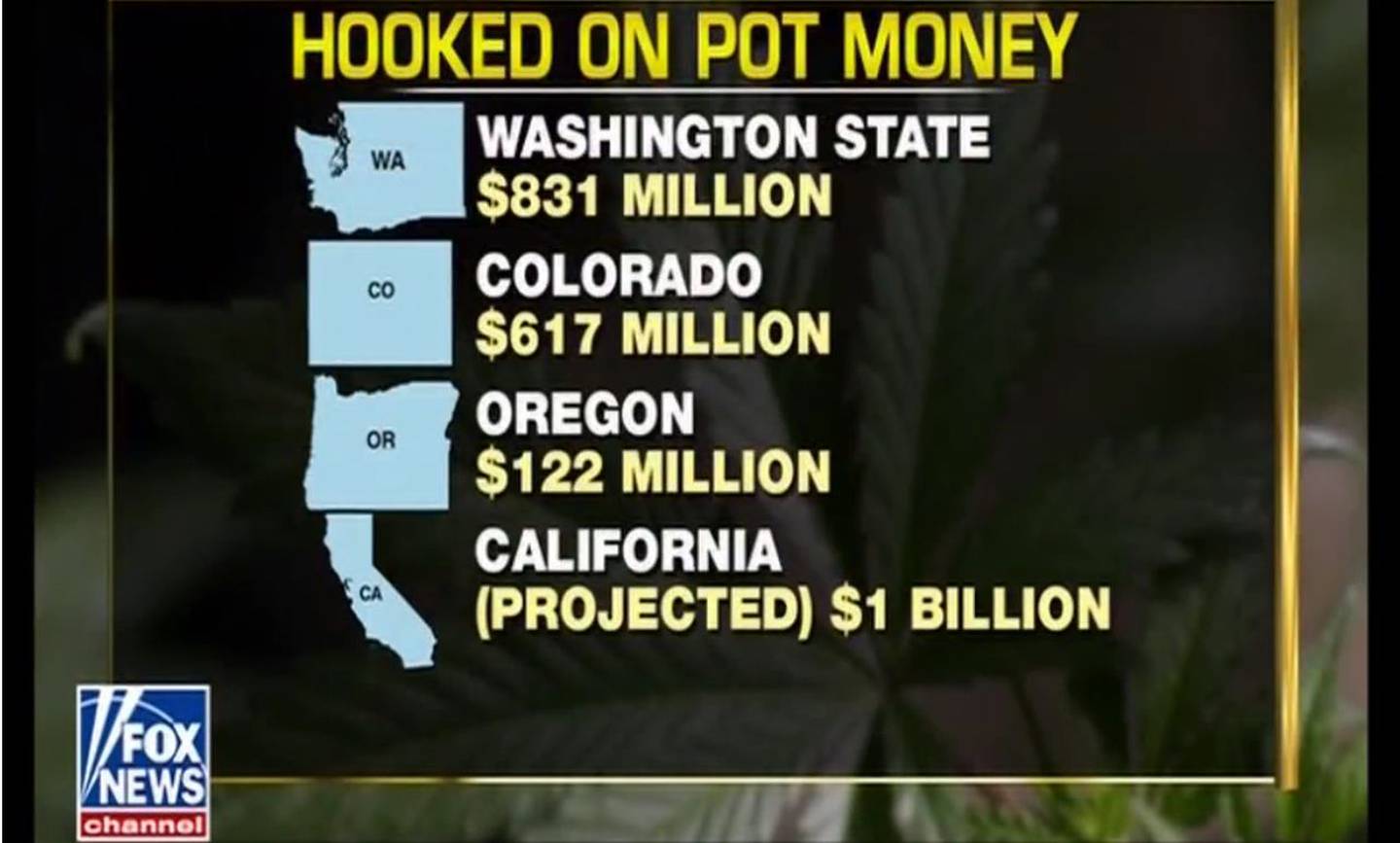 Flere amerikanske stater håver inn på cannabis. 