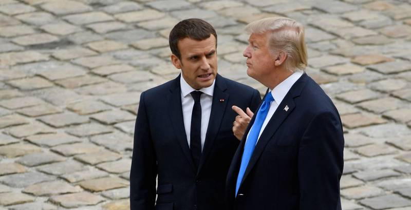 Presidentmøte: Emmanuel Macron og Donald Trump, i Paris 13. juli. FOTO: NTB SCANPIX