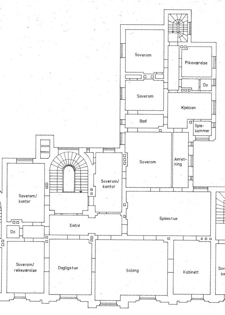Grunnplan leilighet i Victoria Terrase 7. Forfatterens rekonstruksjon.