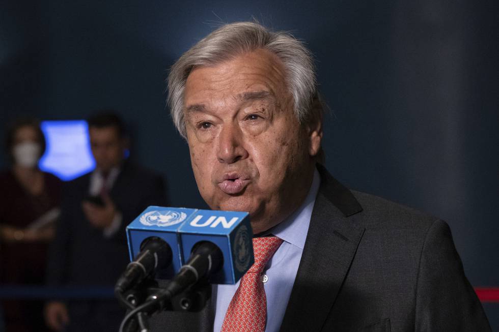 FNs generalsekretær António Guterres kan ikke se at verdens problemer kan løses uten at stormaktene USA og Kina samarbeider. Foto: AP / NTB