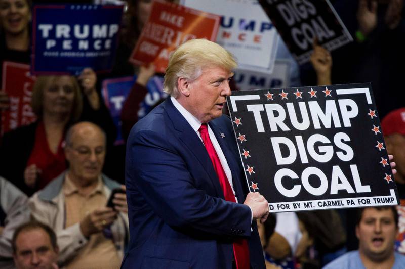 Donald Trump har stilt seg helhjertet på kullindustriens side under valgkampen, til tross for at den bidrar til store utslipp.