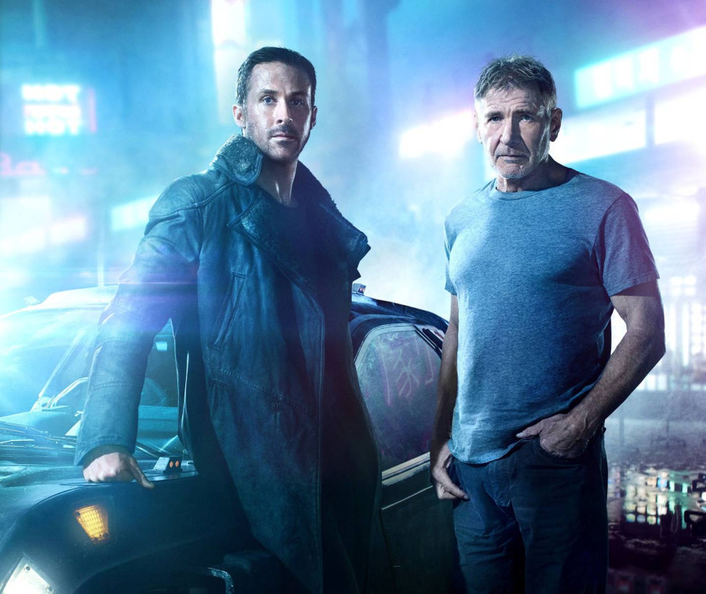 Den første «Blade Runner»-filmen var satt til 2019, et drøyt år unna her vi er når Ryan Gosling (t.v.) som K og Harrison Ford som Rick Deckard dukker opp i en ny sci-fi-thriller. 