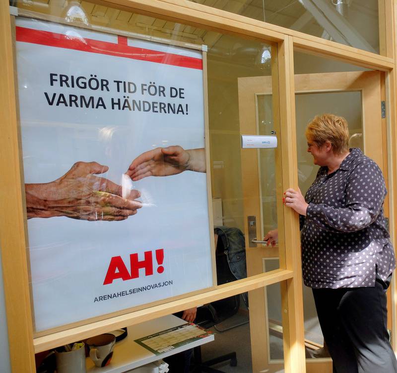 VerdiSKAPING: Da Venstre-leder Trine Skei Grande besøkte Drammen under årets valgkamp valgte hun Driv Inkubator som ramme. FOTO: KATRINE STRØM
