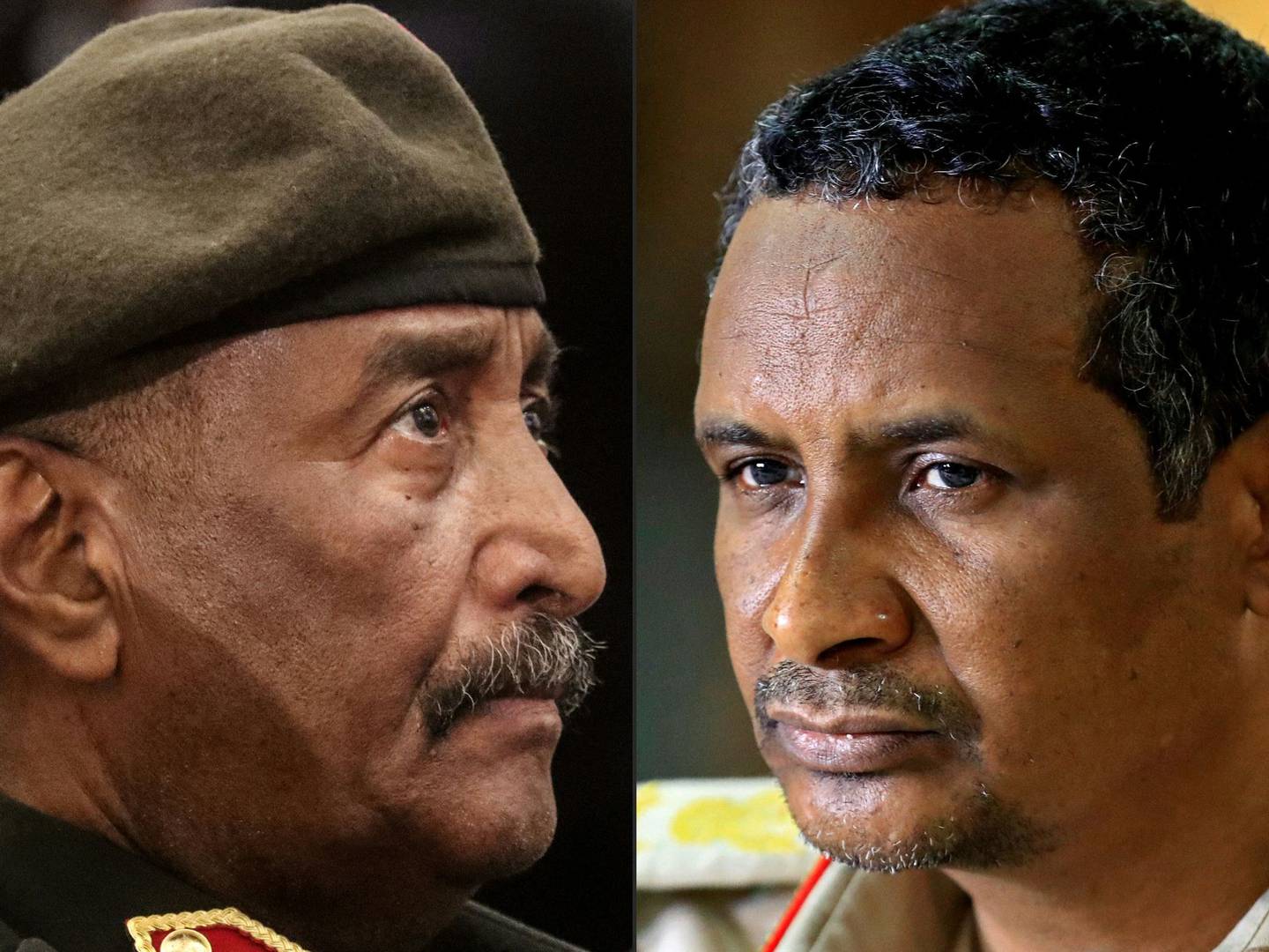 Sudans hærsjef Abdel Fattah al-Burhan og Hamdan Dagalo (Hemedti) står i spissen for en svært alvorlig konflikt i Sudan.