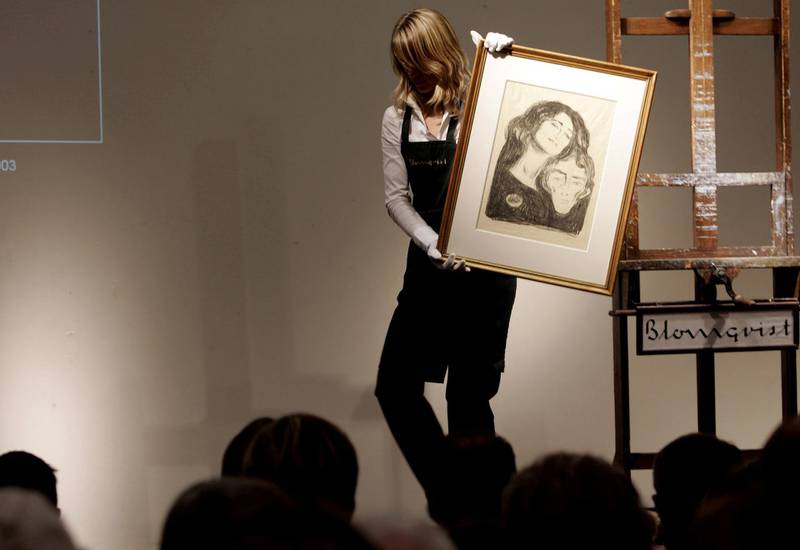 Blomqvists historie er full av anekdoter, ikke minst om Munch. Her selges «Salome» på en auksjon i 2006.
