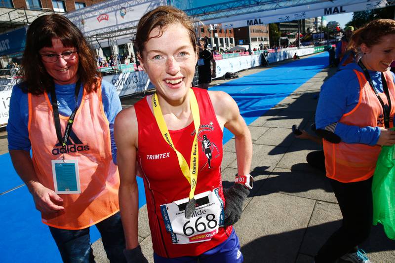 Hilde Aders fra Tromsø vant kvinnenes maraton på 2.52,35.  FOTO: HEIKO JUNGE/NTB SCANPIX