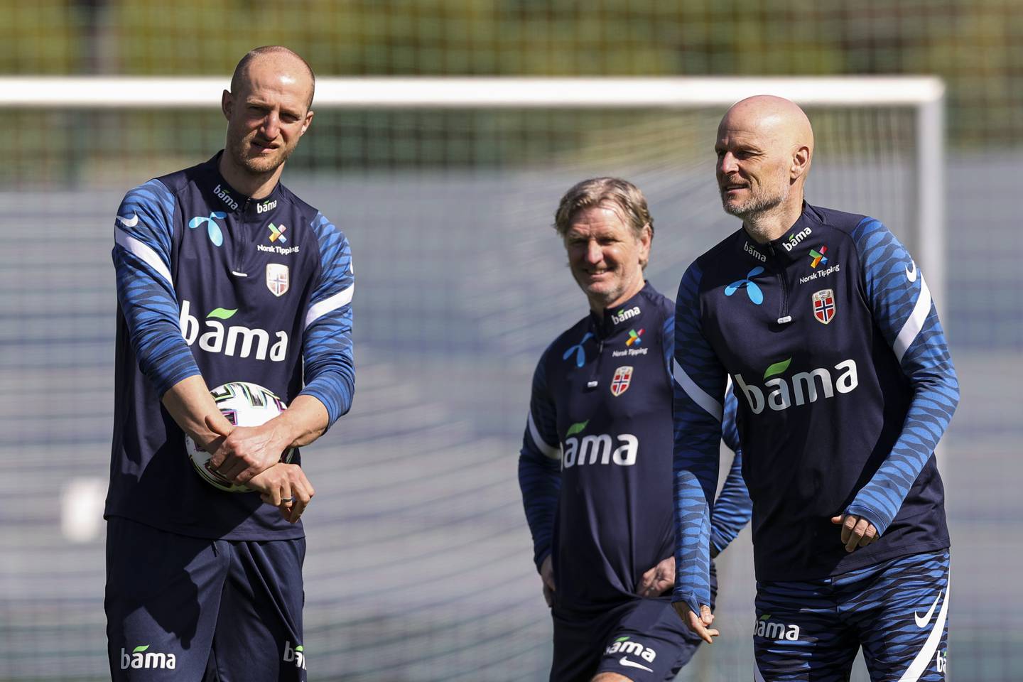 Brede Hangeland, Kent Bergersen og landslagssjef Ståle Solbakken på deres første trening sammen i Marbella.