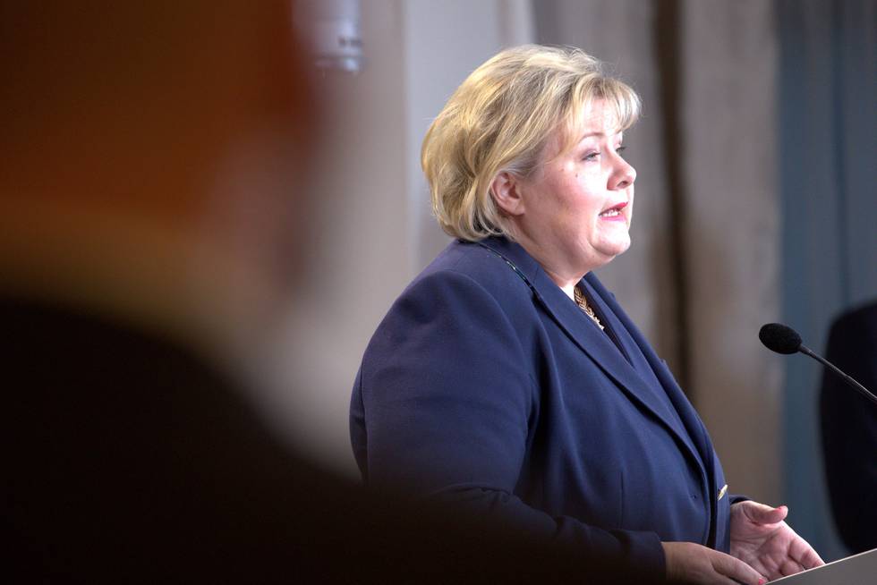 Oslo  20180928.
Statsminister Erna Solberg kommenterer etter KrFs landsstyremøte.
Foto: Heiko Junge / NTB scanpix
