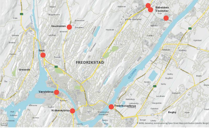 BOMRINGER: Her er oversikten over bomringene i Fredrikstad.