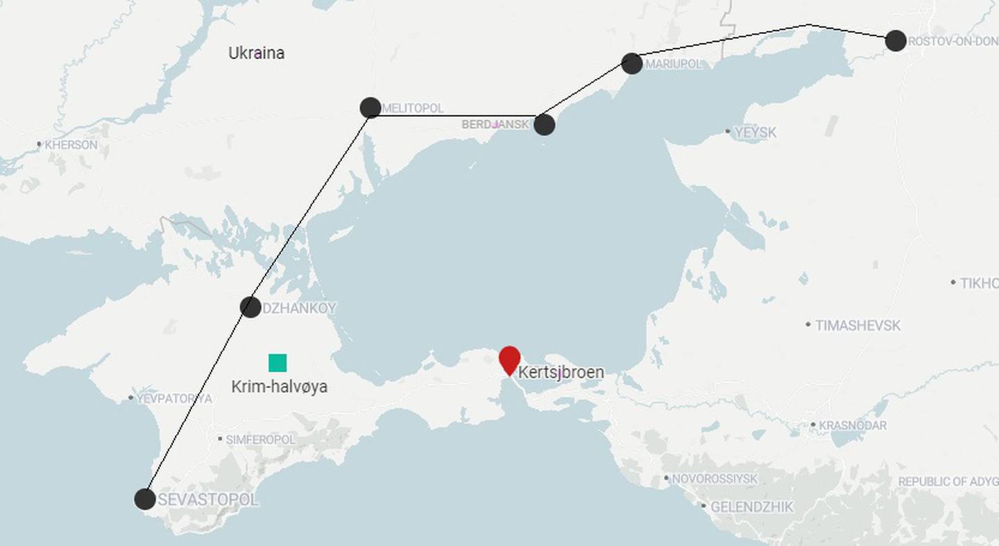 Den planlagte ruten for Putins jernbaneprosjekt går ifølge Yle fra Rostov-na-Donu (engelsk: Rostov-on-Don) til den russiske marinebasen i Sevastopol på Krim, via Mariupol, Berdjansk, Melitopol og Dzjankoj.