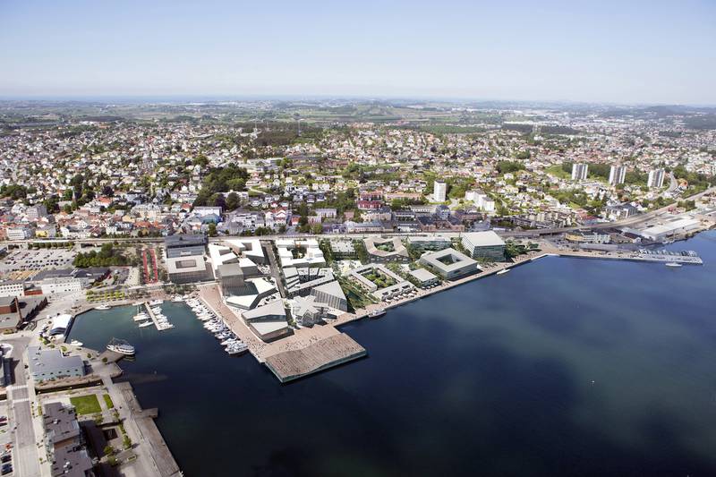 Slik blir Havneparken når den er ferdig i cirka 2022. Foto: Spacegroup