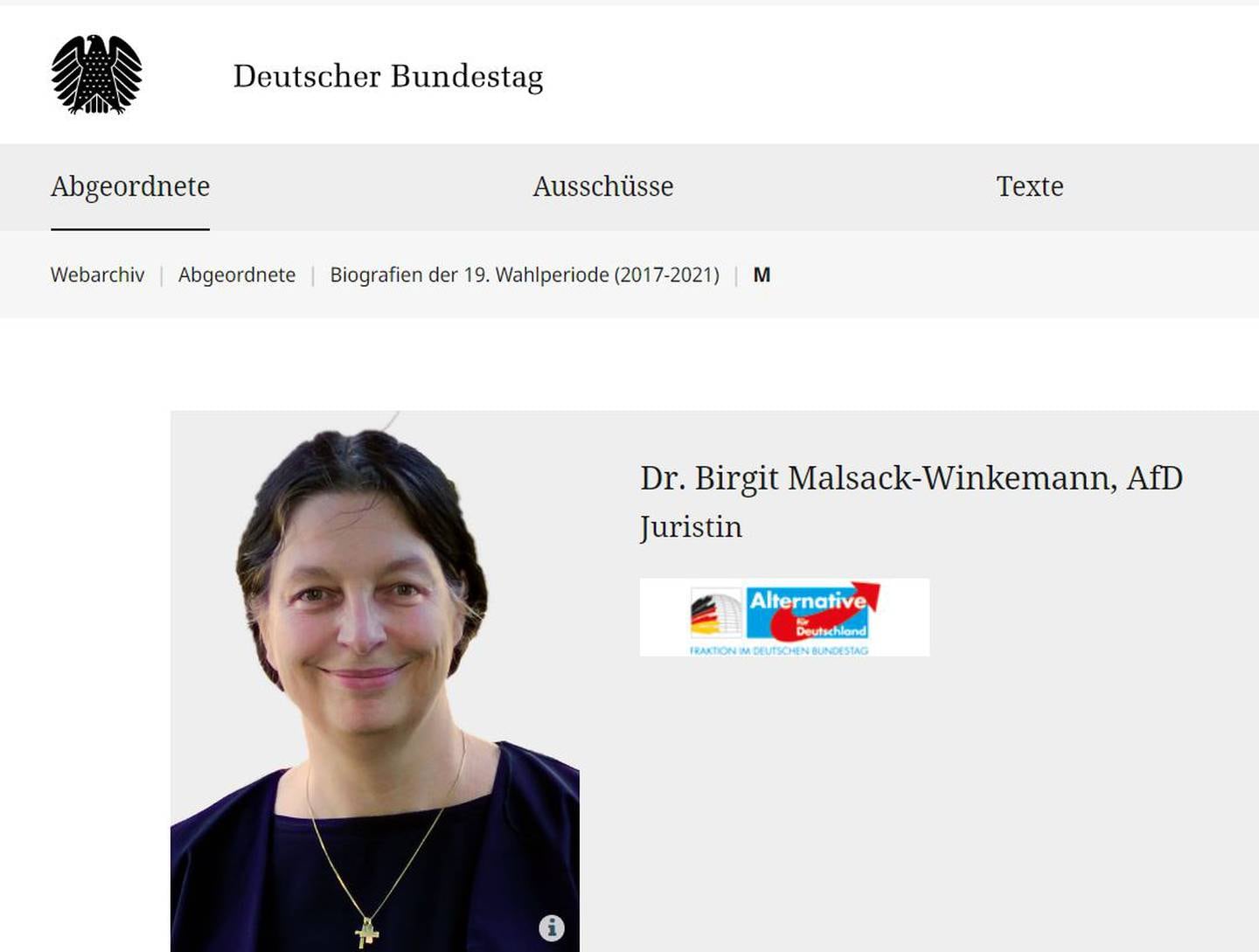 Birgit Malsack-Winkemann, Bundestag-representant for AfD fra 2017-2021, ble onsdag pågrepet, mistenkt for å ha deltatt i planlegging av statskupp